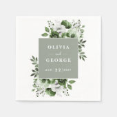 Sage Green Elegant Country Floral bruiloft servet (Voorkant)