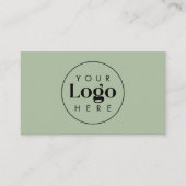 Sage Green Elegant Custom Company Logo QR Code Visitekaartje (Voorkant)