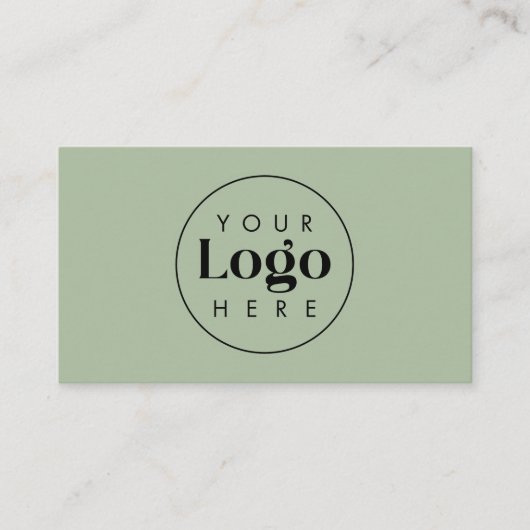 Sage Green Elegant Custom Company Logo QR Code Visitekaartje (Voorkant)