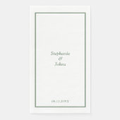 Sage Green Elegant Custom Name Modern Wedding Servet (Voorkant)
