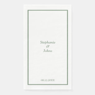 Sage Green Elegant Custom Name Modern Wedding Servet