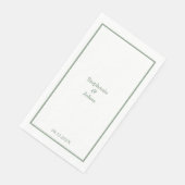 Sage Green Elegant Custom Name Modern Wedding Servet (Hoek)