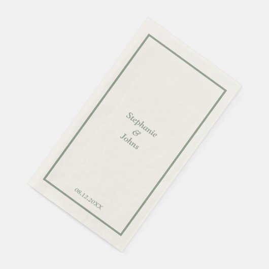 Sage Green Elegant Custom Name Trendy Wedding Servet (Hoek)