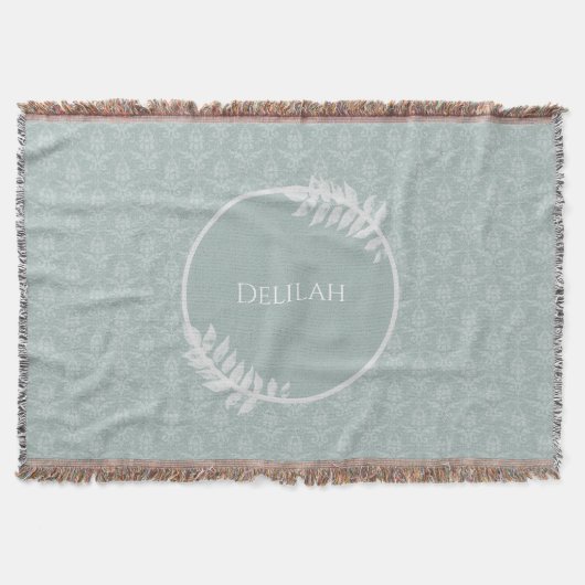 Sage Green Elegant Damask - Gepersonaliseerd Deken (Voorkant)