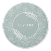 Sage Green Elegant Damask - Gepersonaliseerd Keramische Knop (Voorkant)