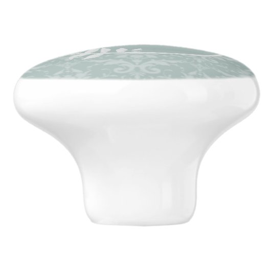 Sage Green Elegant Damask - Gepersonaliseerd Keramische Knop (Zijkant)