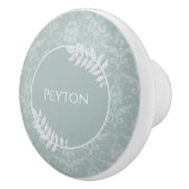 Sage Green Elegant Damask - Gepersonaliseerd Keramische Knop (Rechts)