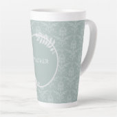 Sage Green Elegant Damask - Gepersonaliseerd Latte Mok (Rechterhoek)