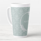 Sage Green Elegant Damask - Gepersonaliseerd Latte Mok (Linkerhoek)