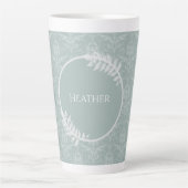 Sage Green Elegant Damask - Gepersonaliseerd Latte Mok (Voorkant)