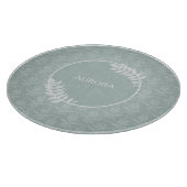 Sage Green Elegant Damask - Gepersonaliseerd Snijplank (Hoek)