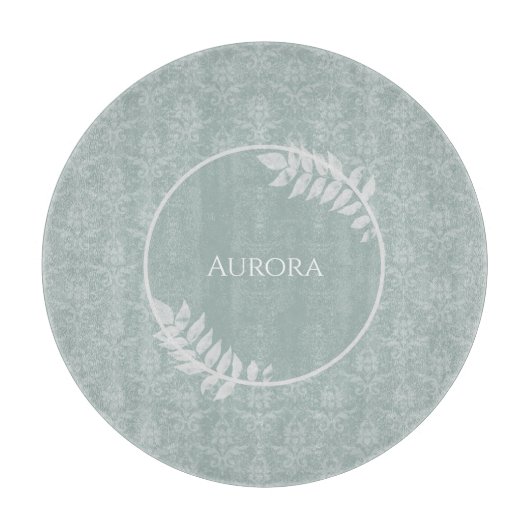 Sage Green Elegant Damask - Gepersonaliseerd Snijplank (Voorkant)