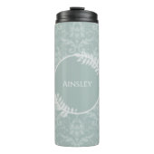 Sage Green Elegant Damask - Gepersonaliseerd Thermosbeker (Voorkant)