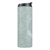 Sage Green Elegant Damask - Gepersonaliseerd Thermosbeker (Gedraaid links)