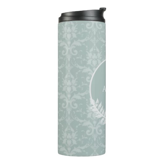 Sage Green Elegant Damask - Gepersonaliseerd Thermosbeker (Gedraaid links)