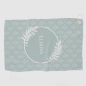 Sage Green Elegant Damask Golfhanddoek (Horizontaal)