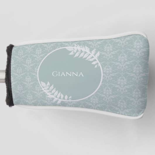Sage Green Elegant Damask Golfheadcover (Voorkant)