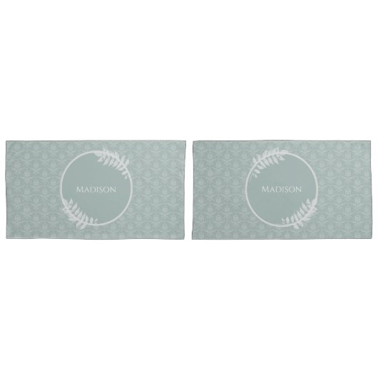 Sage Green Elegant Damask Kussensloop (Voorkant-Set)