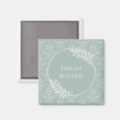 Sage Green Elegant Damask Personalized Magnet (Voorkant / Achterkant)