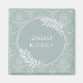 Sage Green Elegant Damask Personalized Magnet (Voorkant)
