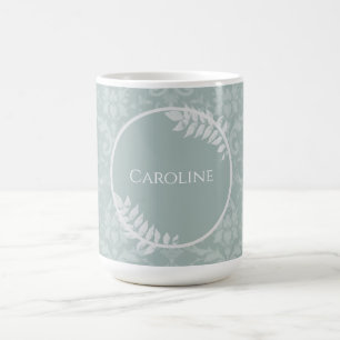 Sage Green Elegant Damask persoonlijke koffie Mok