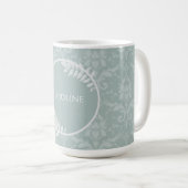 Sage Green Elegant Damask persoonlijke koffie Mok (Voorkant rechts)