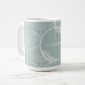 Sage Green Elegant Damask persoonlijke koffie Mok (Voorkant links)