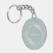 Sage Green Elegant Damask Persoonlijke Sleutelhang Sleutelhanger (Voorkant Links)