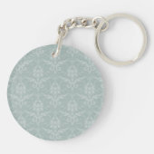 Sage Green Elegant Damask Persoonlijke Sleutelhang Sleutelhanger (Achterkant)