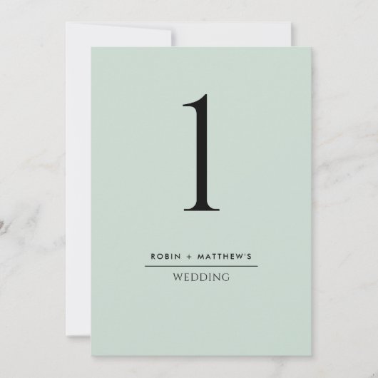 Sage Green Elegant en Simple Table Number (Voorkant)