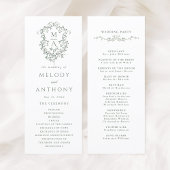 Sage Green Elegant Floral Crest Wedding Ceremony Programmakaart