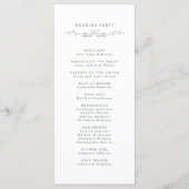 Sage Green Elegant Floral Crest Wedding Ceremony Programmakaart (Achterkant)