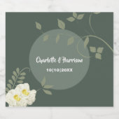 Sage Green Elegant Floral Invitation Sparkling Wijnetiket (Enkel label)