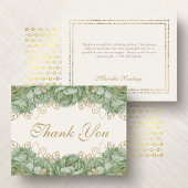 Sage Green Elegant Floral Quinceanera Bedankkaart