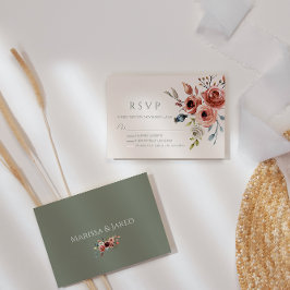 Sage Green Elegant Floral RSVP-kaart RSVP Kaartje