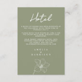 Sage Green Elegant Floral Wedding Hotel Informatiekaartje (Voorkant)