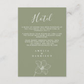 Sage Green Elegant Floral Wedding Hotel Informatiekaartje (Voorkant)