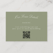 Sage Green Elegant Formele Huwelijk QR CODE RSVP Notitiekaartje (Achterkant)
