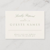 Sage Green Elegant Formele Huwelijk QR CODE RSVP Notitiekaartje (Voorkant)