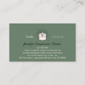 Sage green Elegant Handmade Wax Soy Candle Visitekaartje (Achterkant)