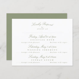 Sage Green Elegant Kalligrafie multi-event RSVP Kaartje