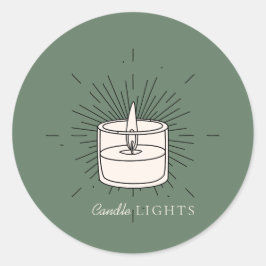 Sage green Elegant Light Handmade Candle Ronde Sticker