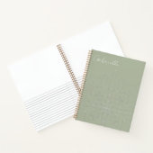 Sage Green Elegant Mandala Gepersonaliseerde naam Notitieboek (Binnen)
