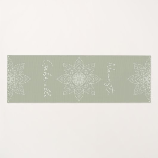 Sage Green Elegant Mandala Namaste Persoonlijk Yogamat (Voorkant (horizontaal))