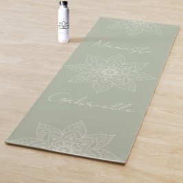  Sage Green Elegant Mandala Namaste Persoonlijk Yogamat