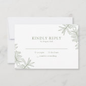 Sage Green Elegant Minimalist Botanical RSVP Kaartje (Voorkant)