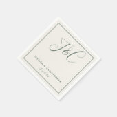 Sage Green Elegant Minimalist Monogram Initials Servet (Hoek)