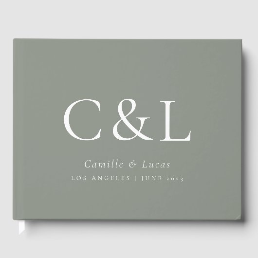 Sage Green Elegant Minimalist Wedding Gastenboek (Voorkant)