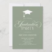 Sage Green Elegant minimalistisch Afstuderen Kaart (Voorkant)