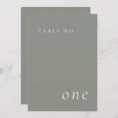 Sage Green Elegant Minimalistisch Tafelnummer Kaar (Voorkant / Achterkant)